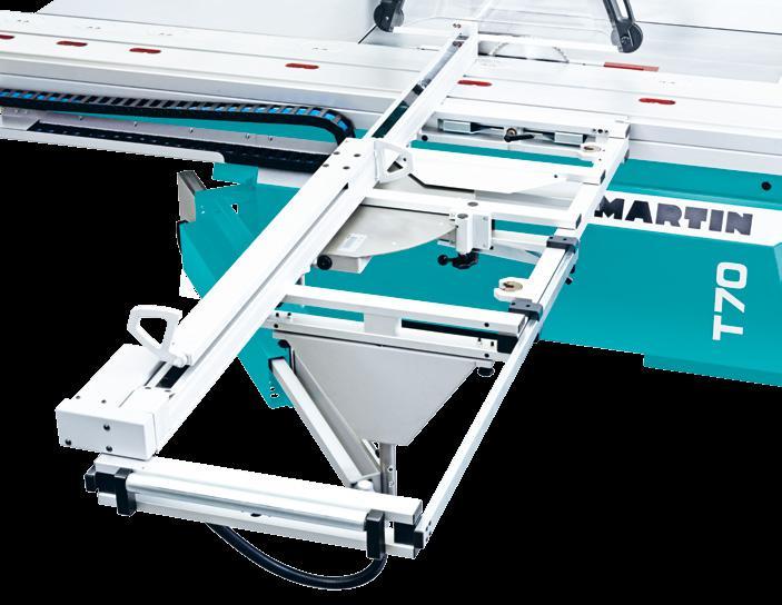 Control The Control angle cutting system for the T70 model includes a package which combines the controlled cross-cut fence with the mitre cross-cut table.