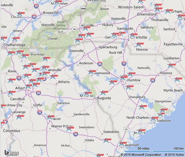 DSTAR Repeater Stack Locations 47 REPEATERS in GA (less 1.
