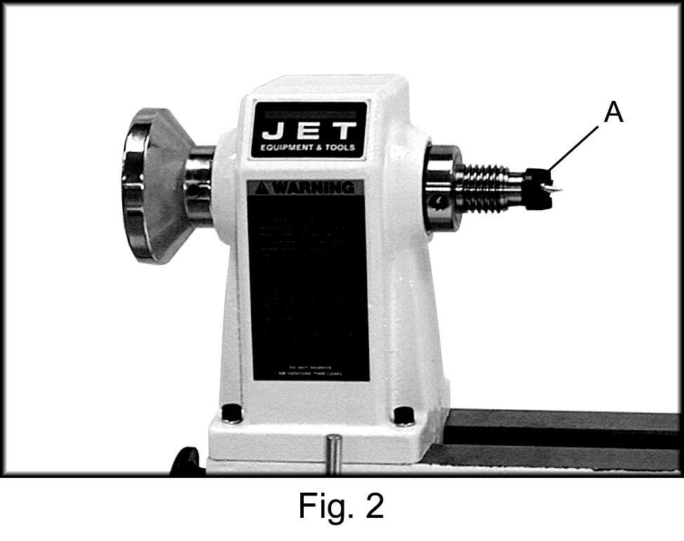 Nomenclature and Use Spur Center (A, Fig. 2) - locks into headstock and holds the workpiece during spindle turning.