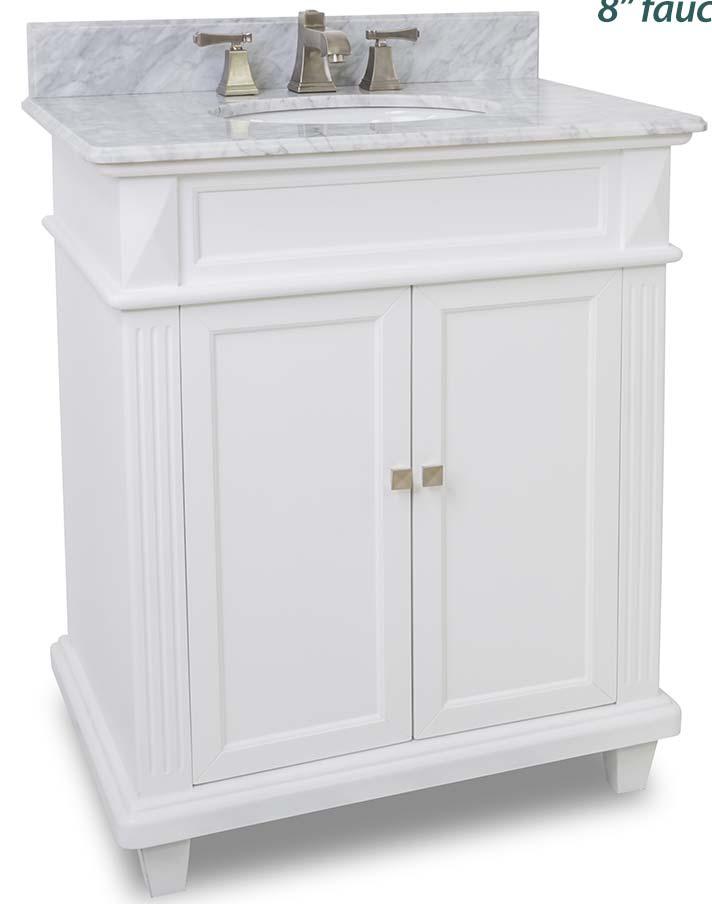 VAN094 30 T MW 30" Vanity $ 795.00 $ 645.00 This 30 Vanity features a sleek white finish, clean lines and tapered feet to give a modern feel. A perfect alternative to a pedestal sinks.