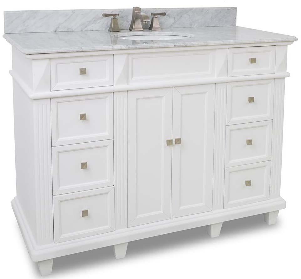 VAN094 48 T MW 48" Vanity $ 1,350.00 $ 1,145.00 This 48 vanity features a sleek white finish, clean lines and tapered feet to give a modern feel.