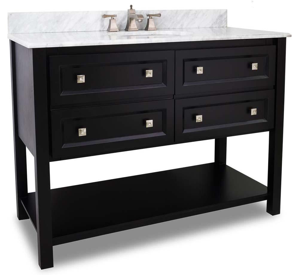 VAN036 48 T MW 48" Vanity $ 1,490.00 $ 1,190.00 This 48 Vanity features a contemporary design with clean lines, sleek black finish and complementary satin nickel hardware.