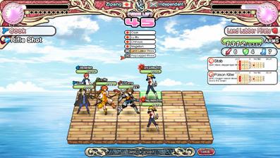 Battle Screen (Target Selection) 1. Current Attack The selected technique will be displayed. 2. Active Character The name of the character currently performing an action will blink white. 3.