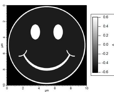 The bit-mapping lithography assumes a 256 x 256 or 512 x 512 image. A file named Smile.