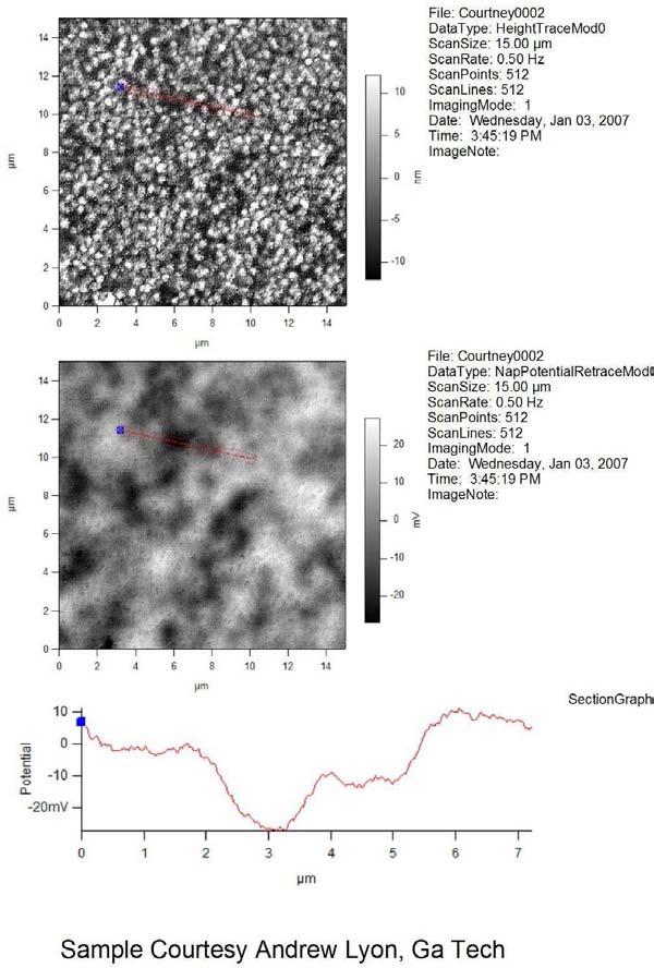 Ch. 3. Kelvin Probe Microscopy Sec. 3.4. Step by Step Instructions for SKPM 17. Start the scan. 18. Look at the surface potential data.