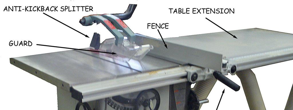 TABLE SAW The table saw is the most often used piece of equipment in the woodworking shop.