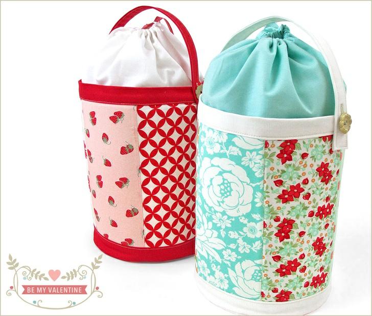 Published on Sew4Home Valentine Drawstring Bonnet Basket Editor: Liz Johnson Friday, 22 January 2016 1:00 Structured on the bottom, soft on the top.