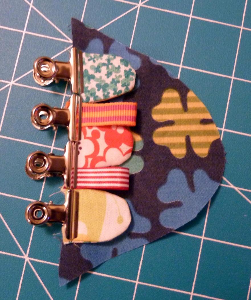 - Sew these pieces in place with an approximate 1/8 seam to secure -
