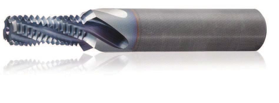 Optimized flute design Better chip evacuation. Carbide substrate Higher heat resistance, higher speed.