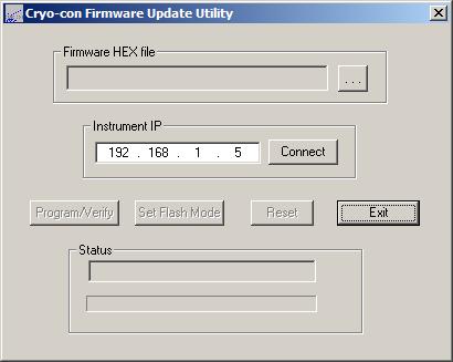 Appendix B: Updating Instrument Firmware Loading Firmware Start the firmware update by running the Cryo-con Firmware Utility. This launches a dialog box as shown here.