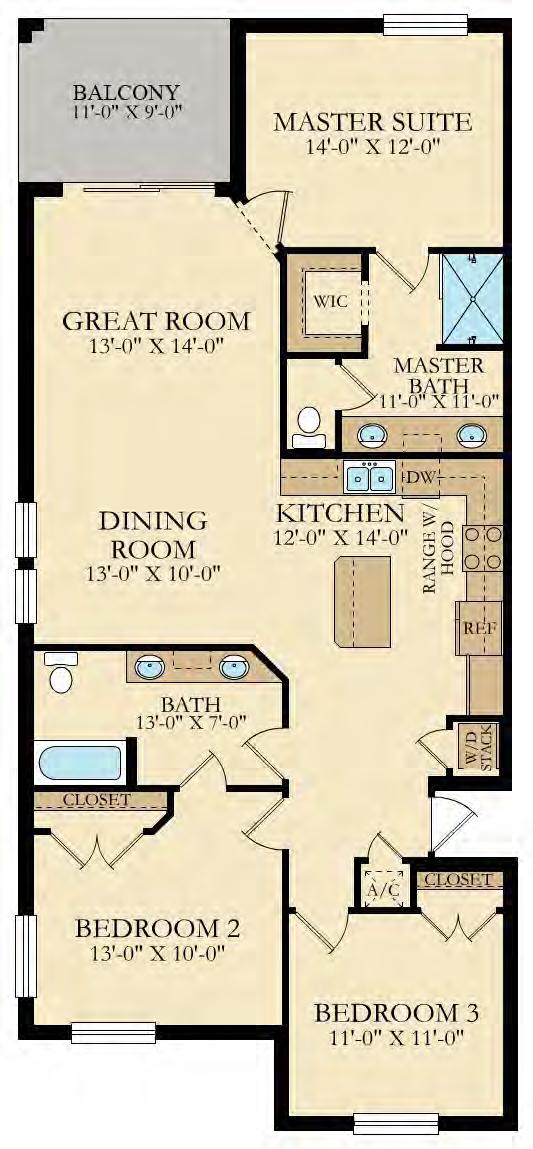Sorrento 3 Bedroom, 2 Bath 1,329 Sq Ft A/C 102 Sq Ft Balcony (LCE) + 37 Sq Ft Storage Space (LCE) 1,468 Sq Ft STORAGE SPACE (LCE) 37 SF ORAL REPRESENTATIONS CANNOT BE RELIED UPON AS CORRECTLY STATING