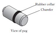(b) State a reason for the chamfer on the peg. (c) State the function of the rubber collar.