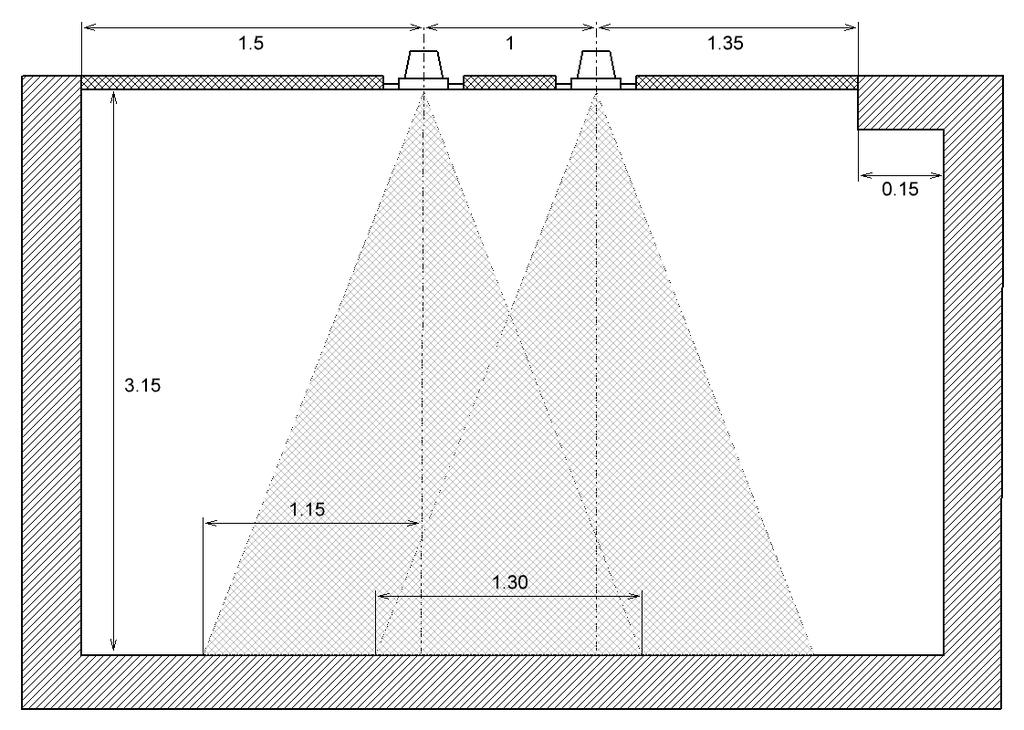 Fig. 4. Antenna beam overlap schematic. IV. THEORETICAL CALCULATION OF THE SPECTRUM OF THE CONVERTED SIGNAL The reflective surface can be either smooth or rough.