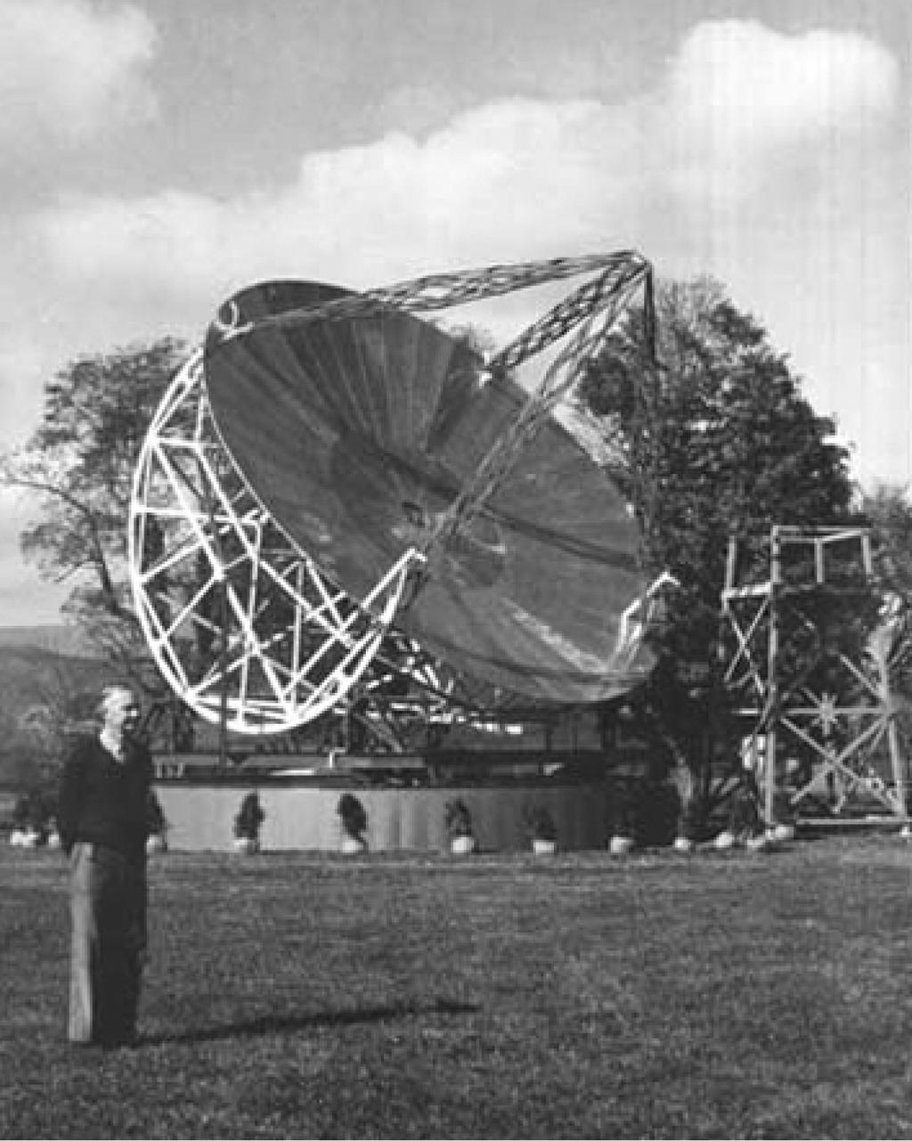 14 Chapter 2. Radio Telescopes Figure 2.3. Grote Reber and his 9.45-meter paraboloid c NRAO telescope. The first large paraboloid was the 66.