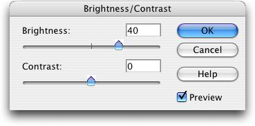 Image > Adjustments > Brightness/Contrast.
