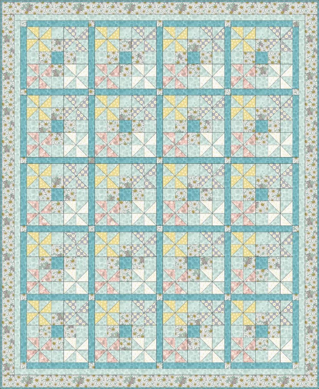 Love Me Love Me Not Quilt Designed and made by Sally Ablett Size: 51 x 62 Block: 10½ x 10½ DESIGN 2 (Main Diagram) FABRIC REQUIREMENTS (Love Me Love Me Not Collection) Fabric 1: 1yd - 1mtr - A271.