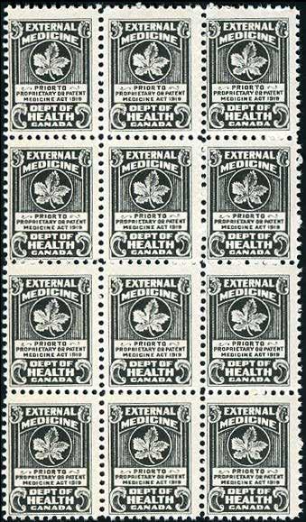 FM2*NH - 1919 Medicine stamp BLOCK OF 12.