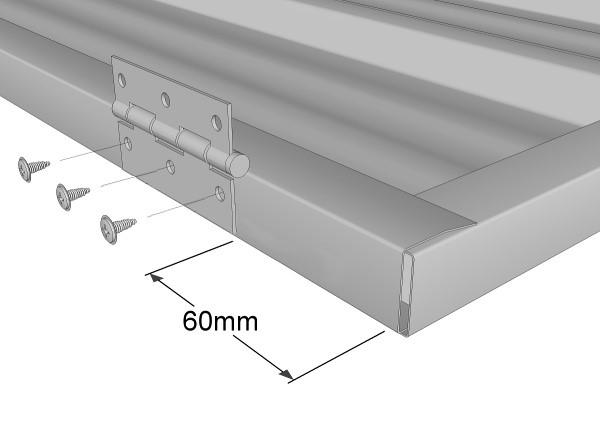 Rivet sheets together in the centre ensuring ends are flush with each other. STEP 2: NARROW PANS Position door side flashings and top and bottom flashings and assemble door as shown.