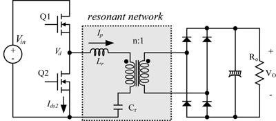 Figure 1-1 c : LLC Resonant Converter The limitations of both resonant converter types presented above can be eliminated with a series-parallel converter (SPRC) topology such as an LCC or an LLC.