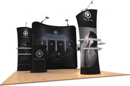 x 1 set Allure Fabric Tension Banner Stands-Oblique angle (Graphics Included) x 1 set Dye-Sub Fabric Counter (Graphics