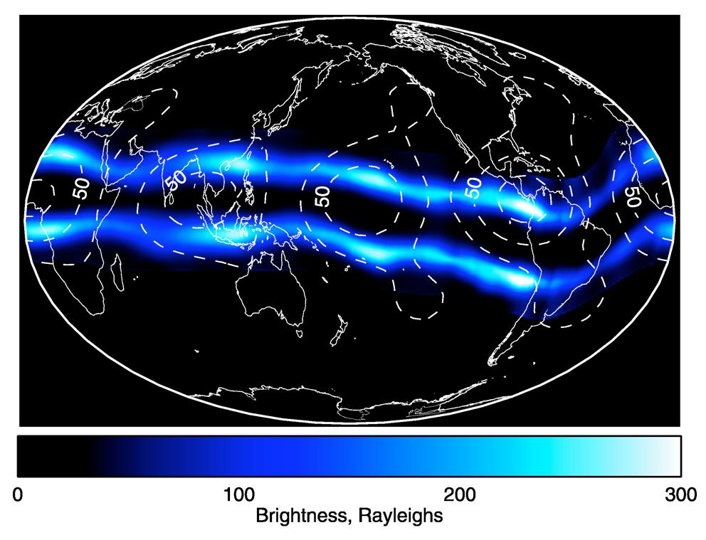 Tidal signatures in nightside Equatorial Ionospheric Anomaly IMAGE composite of 135.