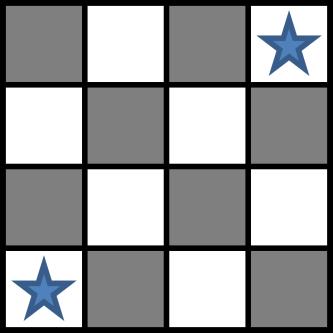 Is there a way to cover all the squares except the two starred corners?