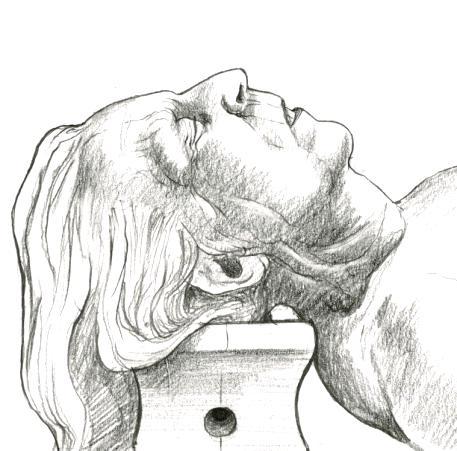 In the postmortem setting, a body block may be used under the back of the neck to adjust the angle of the head and face (See Figure 2).