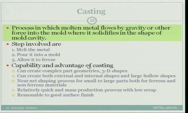 (Refer Slide Time: 06:20) Now let us look at the definition of casting.