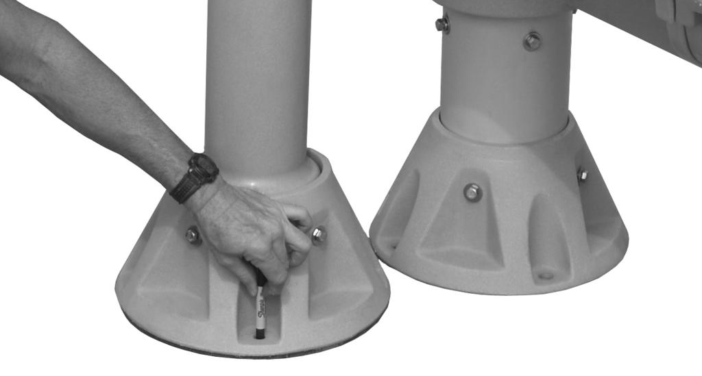 & 6.. Fig. 6. Fig. 6. STEP 7: ALIGN THE LEG RECEIVER ON THE SUPPORT POLE Slowly rotate the steel support pole leg