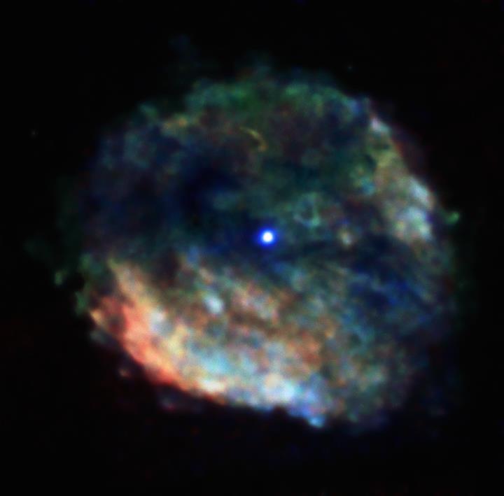 A supernova remnant created from the death of a massive star about 2,000 years ago.