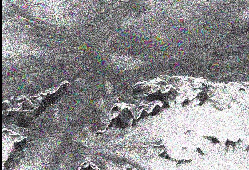 ERS-2 - ENVISAT SAR Interferometry Fast moving glacier Greenland Kangerdlugssuaq