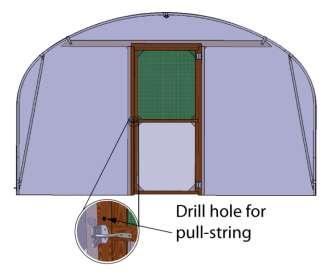 15. DOOR INSTALLATION SINGLE HINGED DOOR 12ft Ultra Polytunnel Assembly Instructions 1 Position the door with the end frame, resting on packing pieces to set the gap around the door.