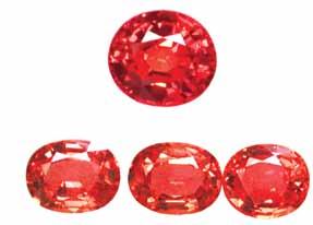 5) of natural fancy color sapphires, unheated (blue), and ryllium-treated (red). Origin:.