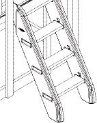Install the Climbing Steps Assembly to your tower: Position the Climbing Steps Assembly into the 21¹ ₂" (ronze) or 16" (old) opening of your play deck so that the top surface of the top step is flush