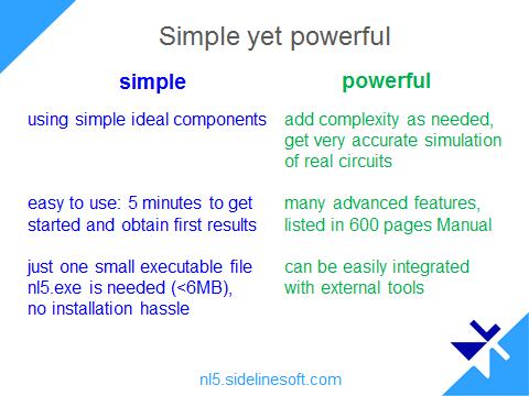 42. And finally, to characterize NL5 in two words, I would say simple yet powerful. Simple: it is using simple ideal components.