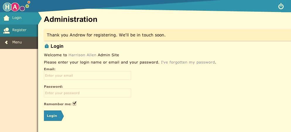 How to Login to the HA Online Management System 1. In a web browser, go to: https://harrisonallen.tutorcruncher.com/account/logon TIP: we suggest you bookmark this URL for future use. 2.