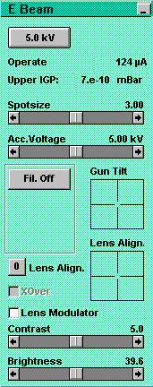 Gun Tilt (Optional) To maximize x-ray output using spot 6 or 7, optimize the Gun Tilt in Dual Beam Control E Beam submenu. 1. Adjust contrast/brightness to see the image. 2.