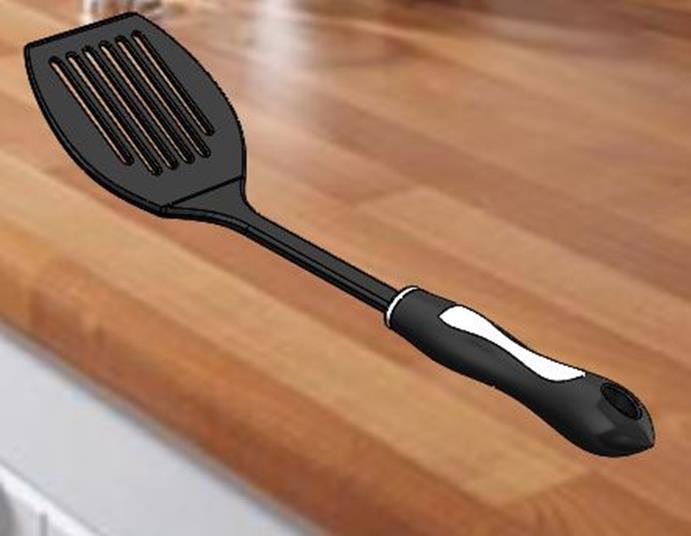 Spatula Introduction: The model shown in the picture is made of three parts, - the base, the washer and the handle.