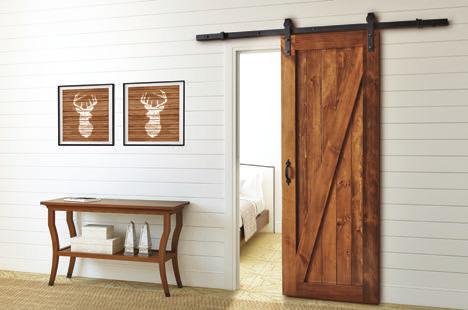 78'' STRAIGHT STRAP MattEe Black 189 KIT 78'' STRAIGHT STRAP Stainless Steel 219 KIT RUSTIC KNOTTY PINE BARN DOORS This Knotty Pine door can be sealed with a clear coat