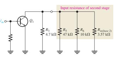 Capacitively-Coupled (R-C Coupling) 15 AC equivalent of first stage showing loading from second stage input resistance.