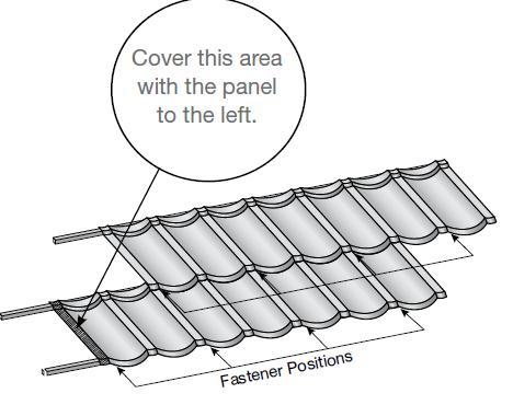 Apply downward pressure to seat panel when fastening. Valley Application: Install the valley metal overlapping the valley pieces a minimum of 6.