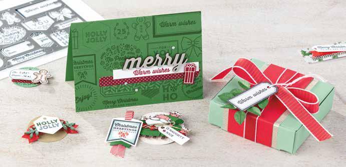 Stamp the image, then cut out all the tags at once with the Christmas Tags Thinlits
