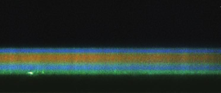 Application Depth profile analysis This is a cross-sectional Raman image of a multilayer film observed non-destructively.