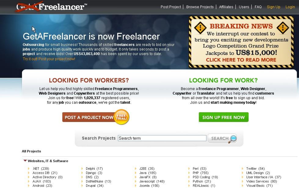 Getafreelancer This is a good site where you can find a lot of