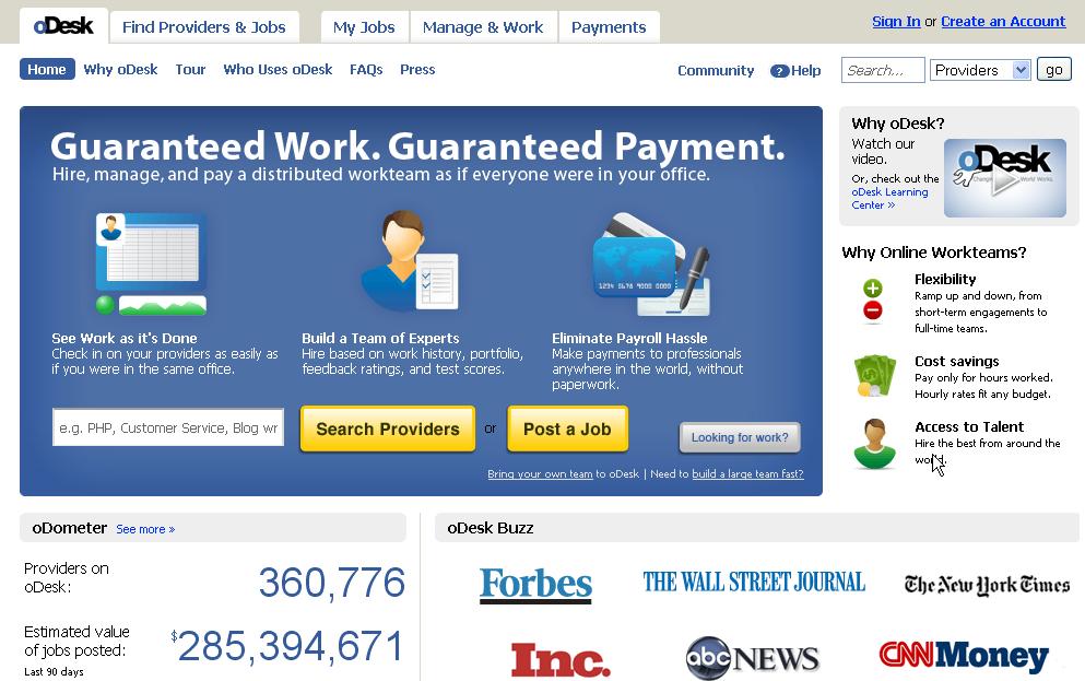 Odesk Like Getafreelancer, this is also a good place to find good freelancers at bargain