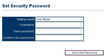 2 SpeedTouch 190 Web Interface Security Select Security to configure the SpeedTouch 190 user name and password: By default the SpeedTouch 190 is not protected by a password.