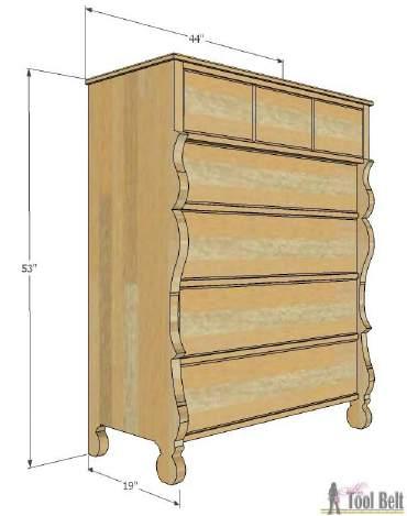 1 Empire Dresser Plans Materials 1 sheet 3/4" plywood (cabinet grade 4' x 8') 1 sheet 5 mm (3/16") underlayment plywood 4'x 8', buy another 1/2 sheet if you want to put a back on the dresser.