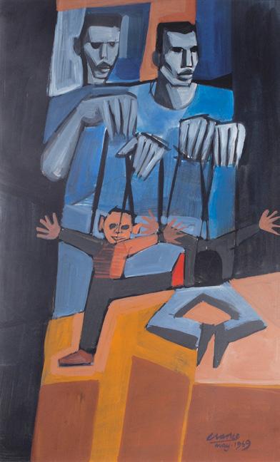 Peter Clarke (b 1929) The puppeteers 1969