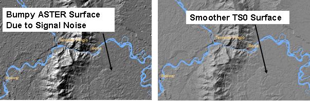 SAM/IG/6-IP/06-6 - Figure 3 displays an area in Peru for both the ASTER GDEM and TS0 terrain datasets.