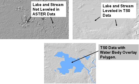 Figure 6 shows an area along Peru s coastline (left image) that illustrates the lack of processing in the ASTER GDEM data to clearly delineate water boundaries.